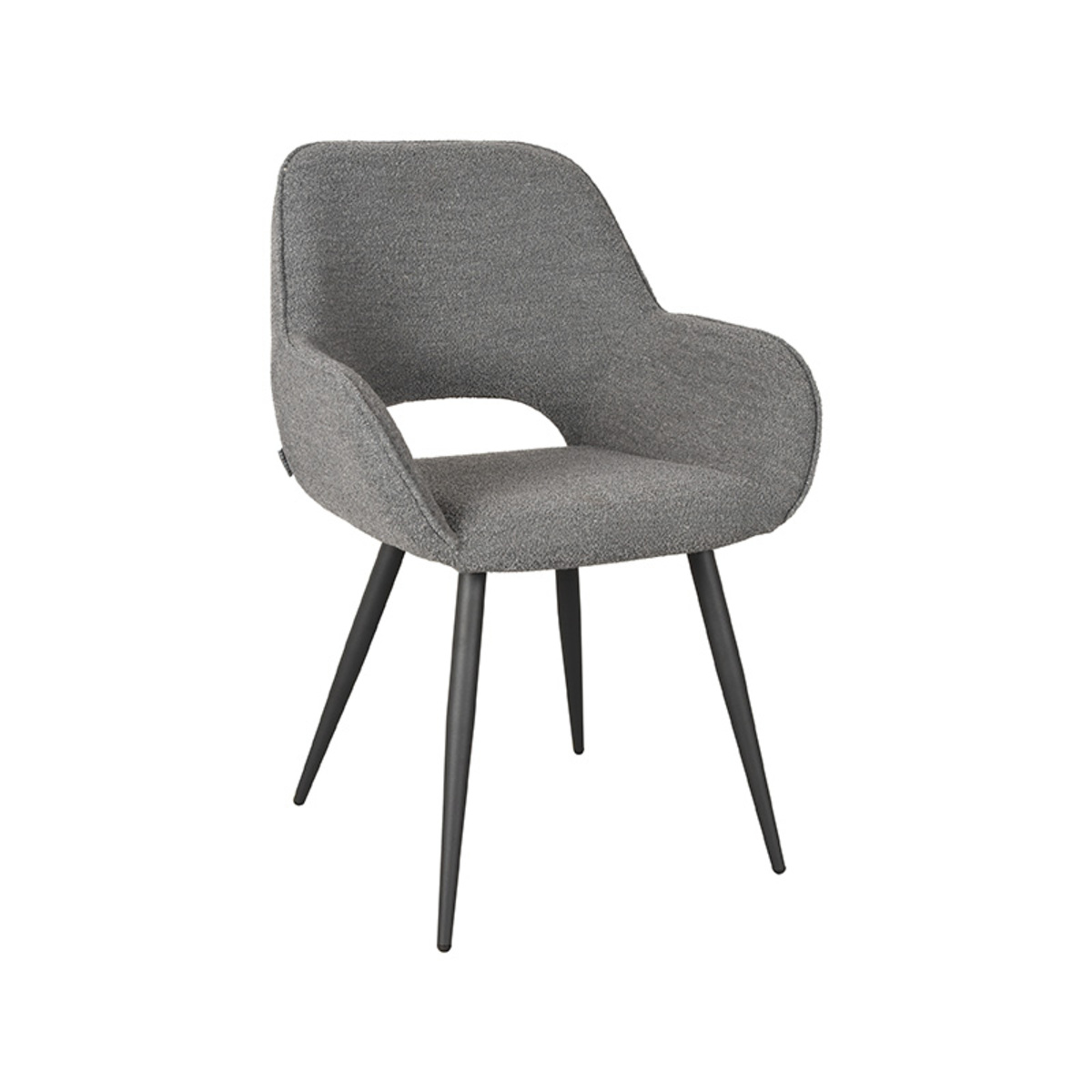 Eetkamerstoel Fer - Grijs - Boucle - Black Frame