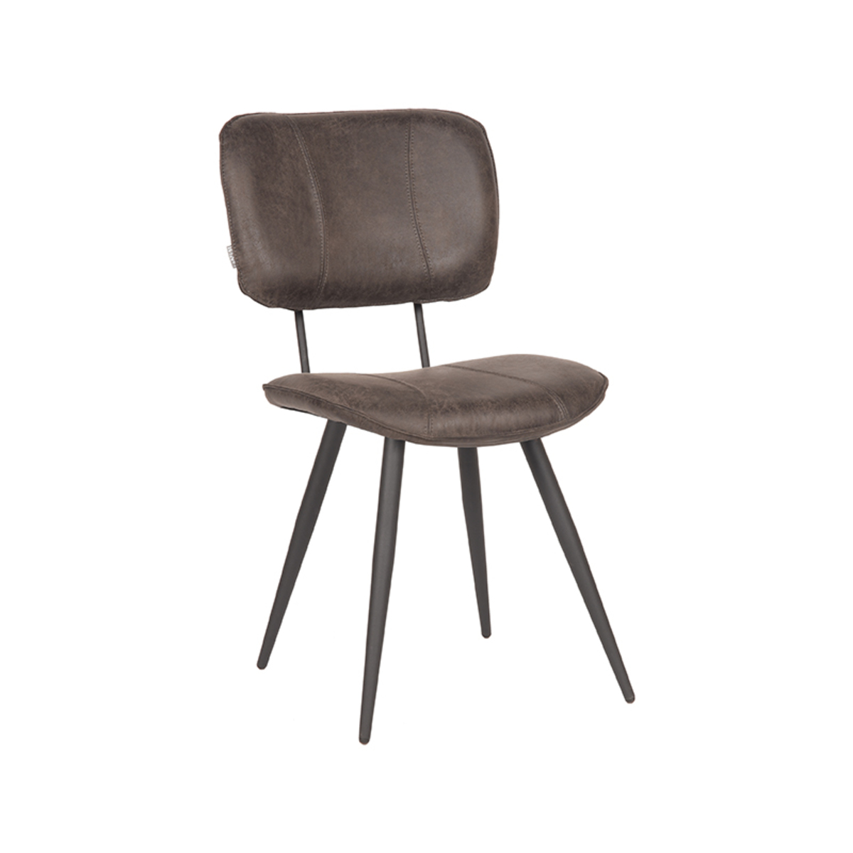 Eetkamerstoel Fos - Antraciet - Leder - Black Frame