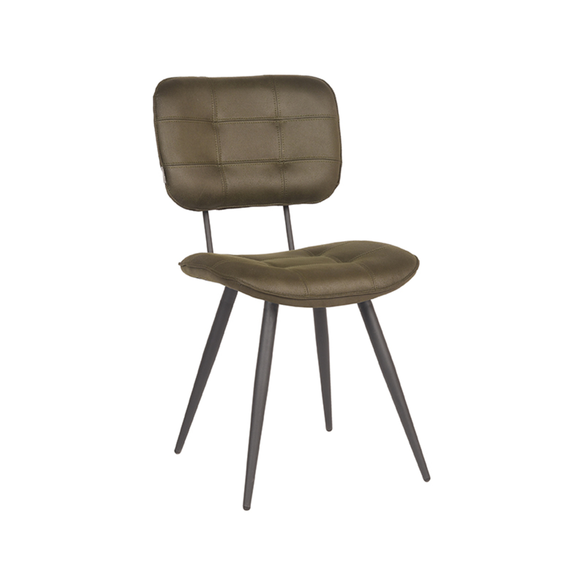 Eetkamerstoel Gus - Army green - Microfiber - Black Frame
