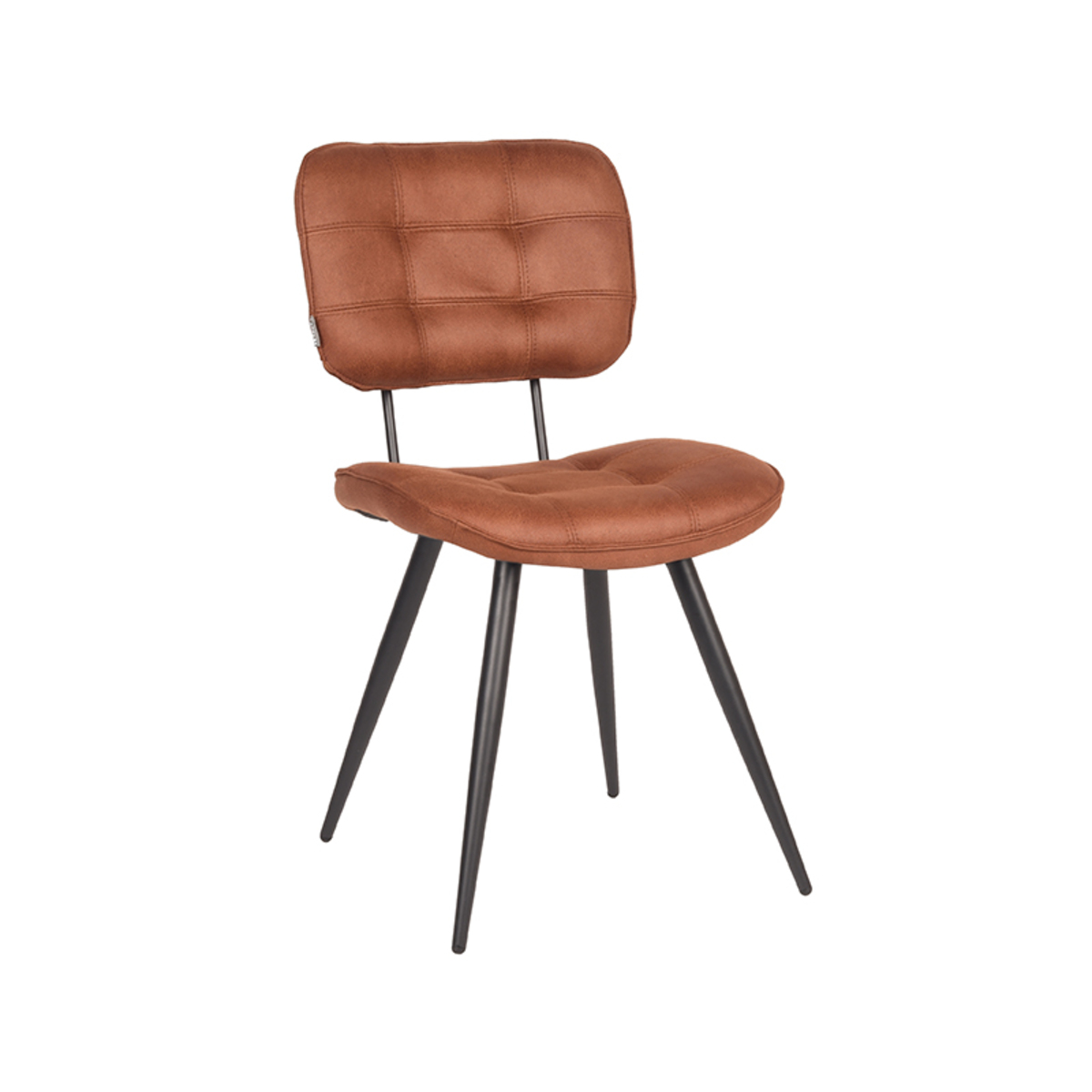 Eetkamerstoel Gus - Cognac - Microfiber - Black Frame