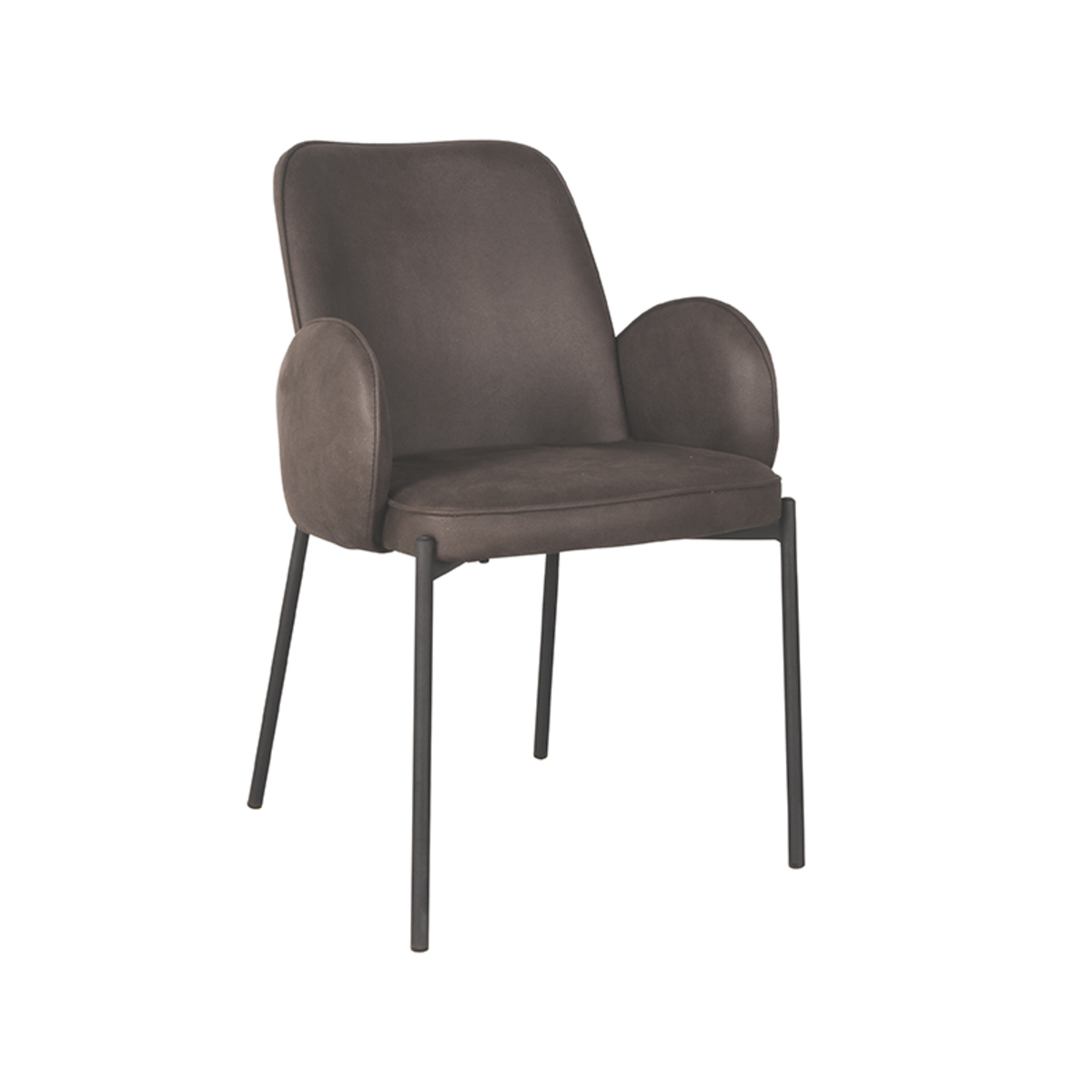 Eetkamerstoel Jari - Antraciet - Microfiber - Black Frame
