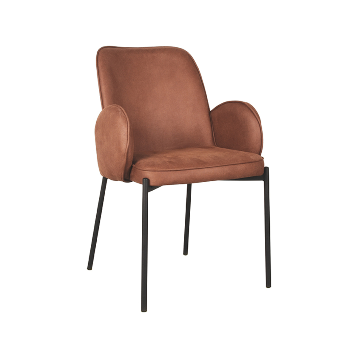 Eetkamerstoel Jari - Cognac - Microfiber - Black Frame