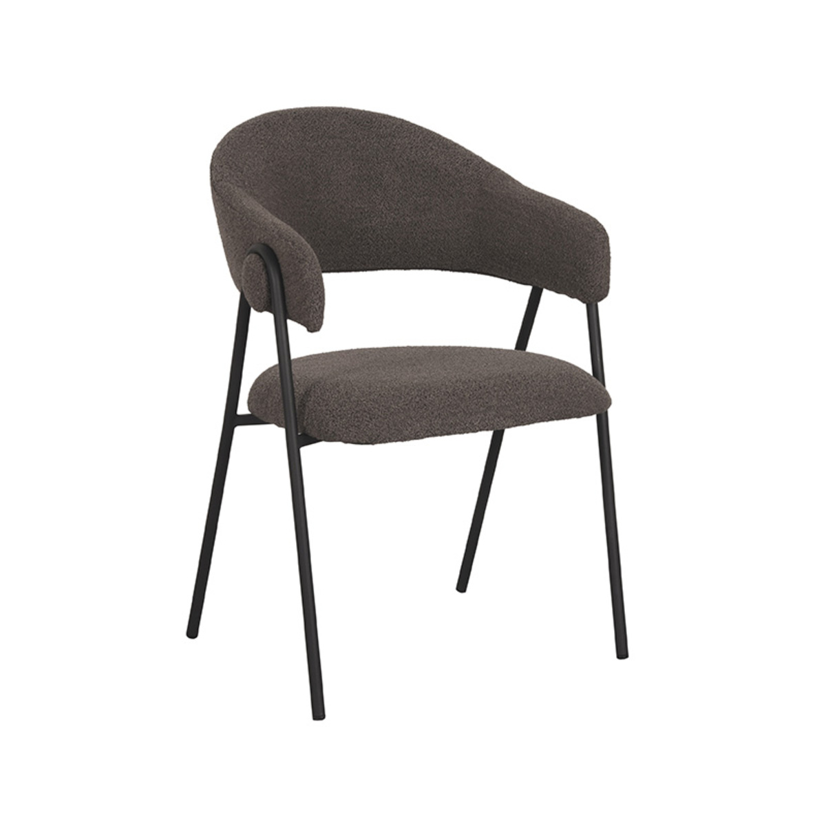 Eetkamerstoel Lowen - Bruin - Boucle - Black Frame
