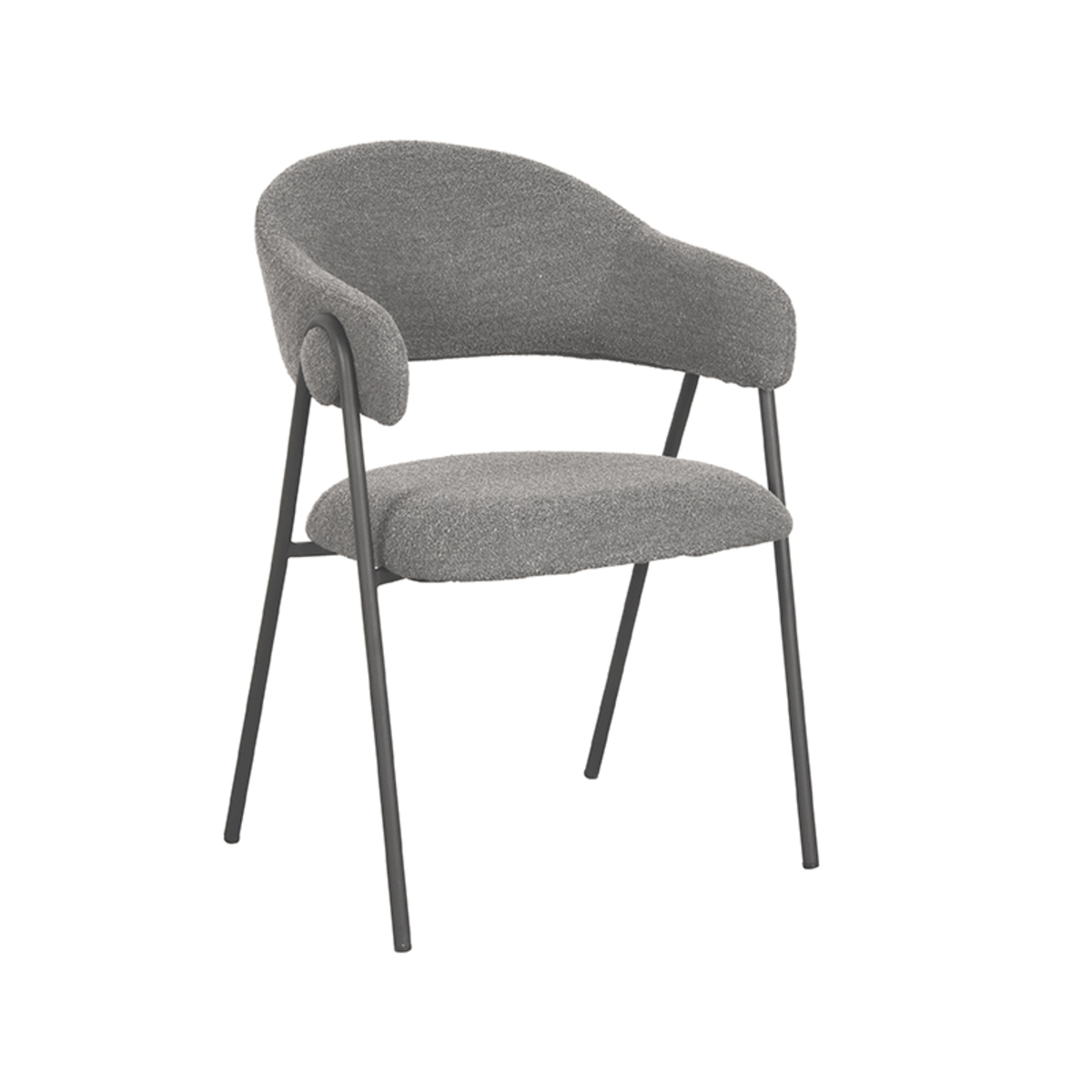 Eetkamerstoel Lowen - Grijs - Boucle - Black Frame