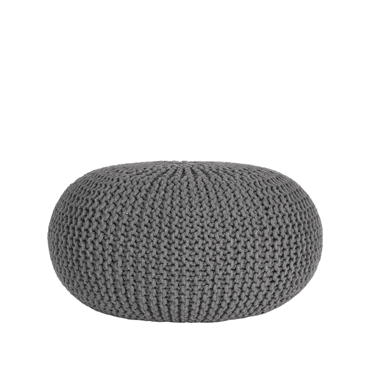 Poef Knitted - Donkergrijs - Katoen - L