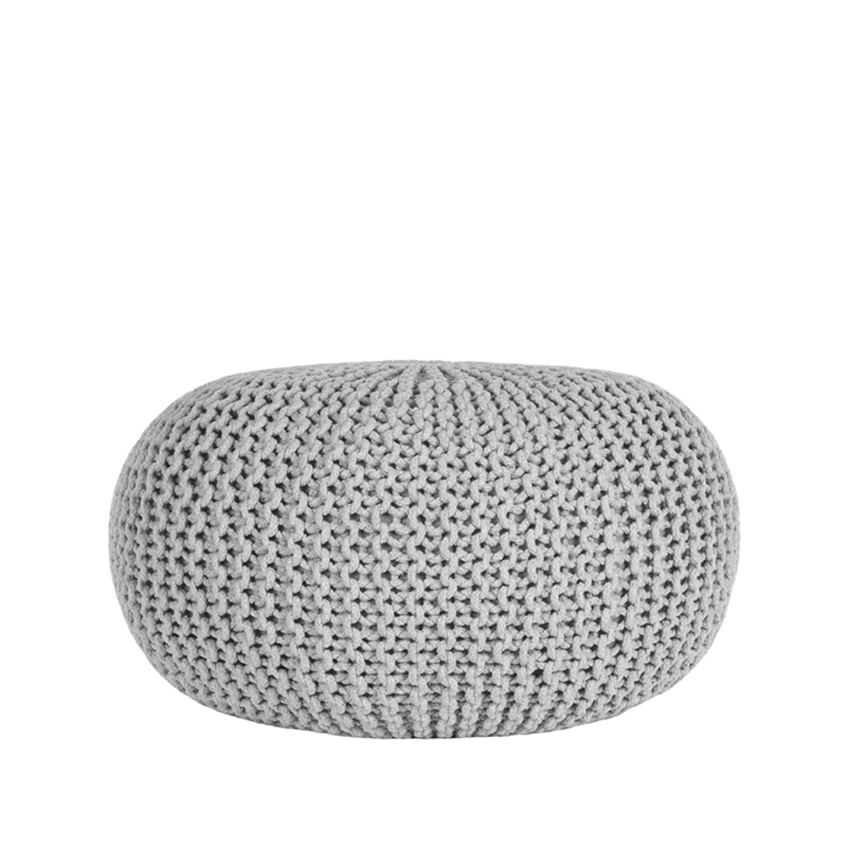 Poef Knitted - Lichtgrijs - Katoen - L