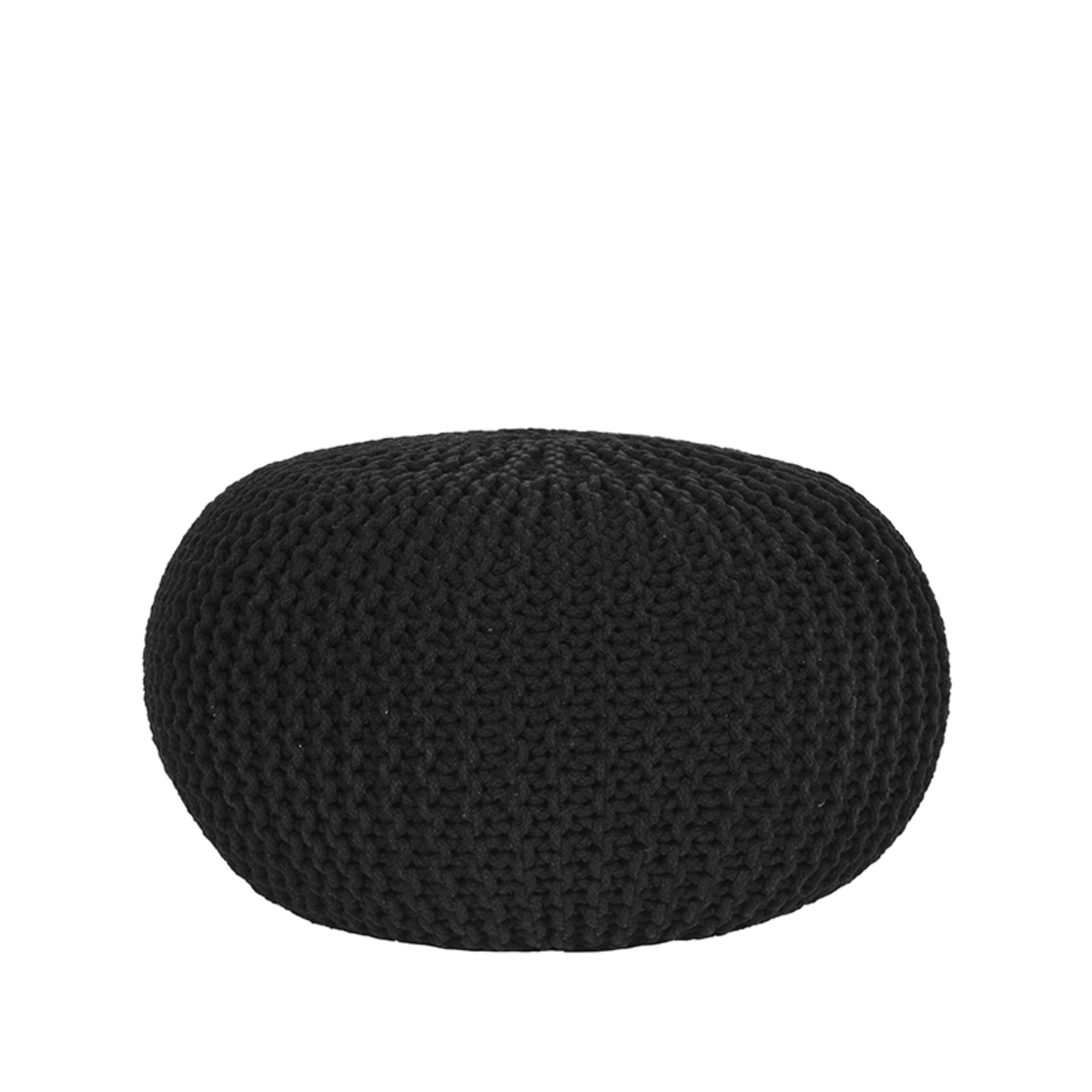 Poef Knitted - Zwart - Katoen - L