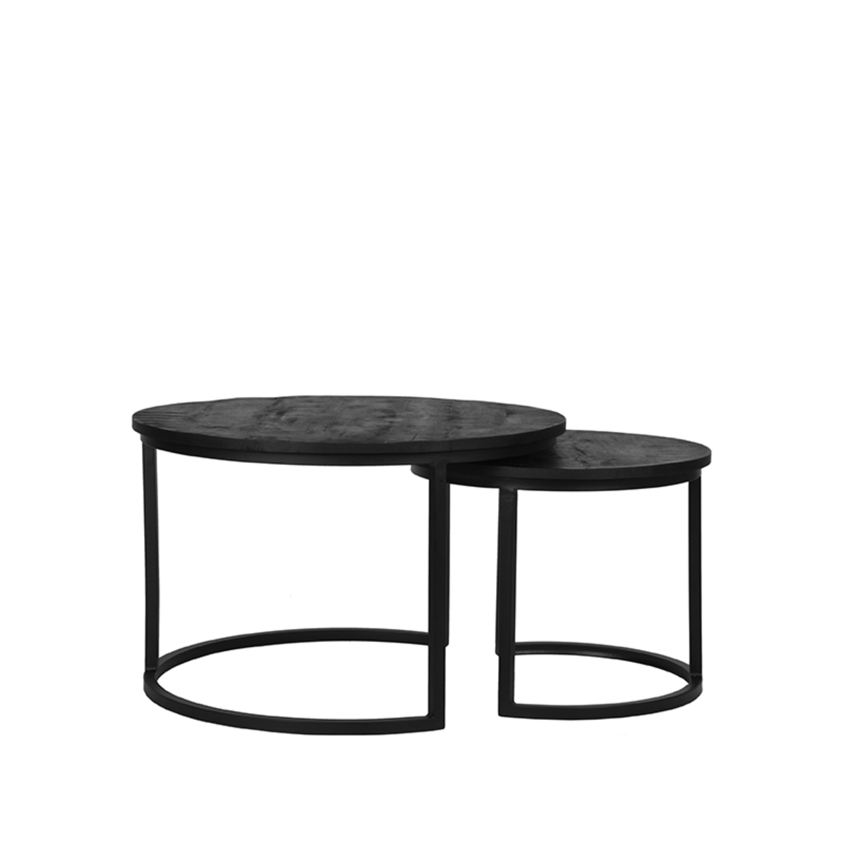 Salontafel Double - Zwart - Mangohout - 70 cm - Rond