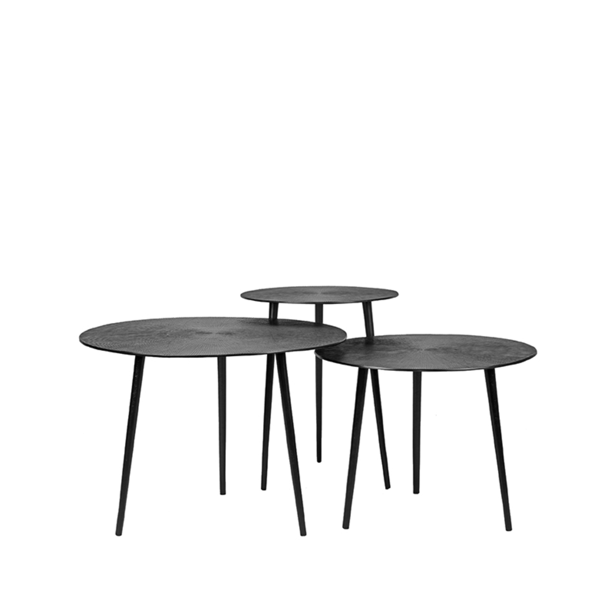 Salontafel Set Nobby - Zwart - Metaal - 60 cm - Rond