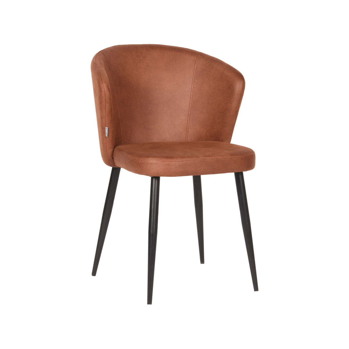 Eetkamerstoel Wave - Cognac - Microfiber - Black Frame