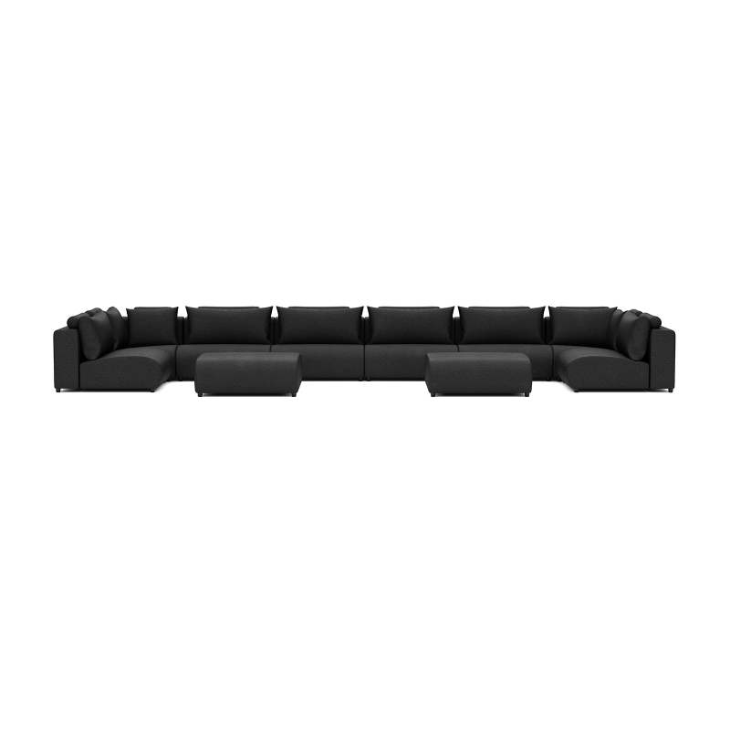 Luxury loungeset u-sofa 230x680x230 + 2 hockers Anthracite