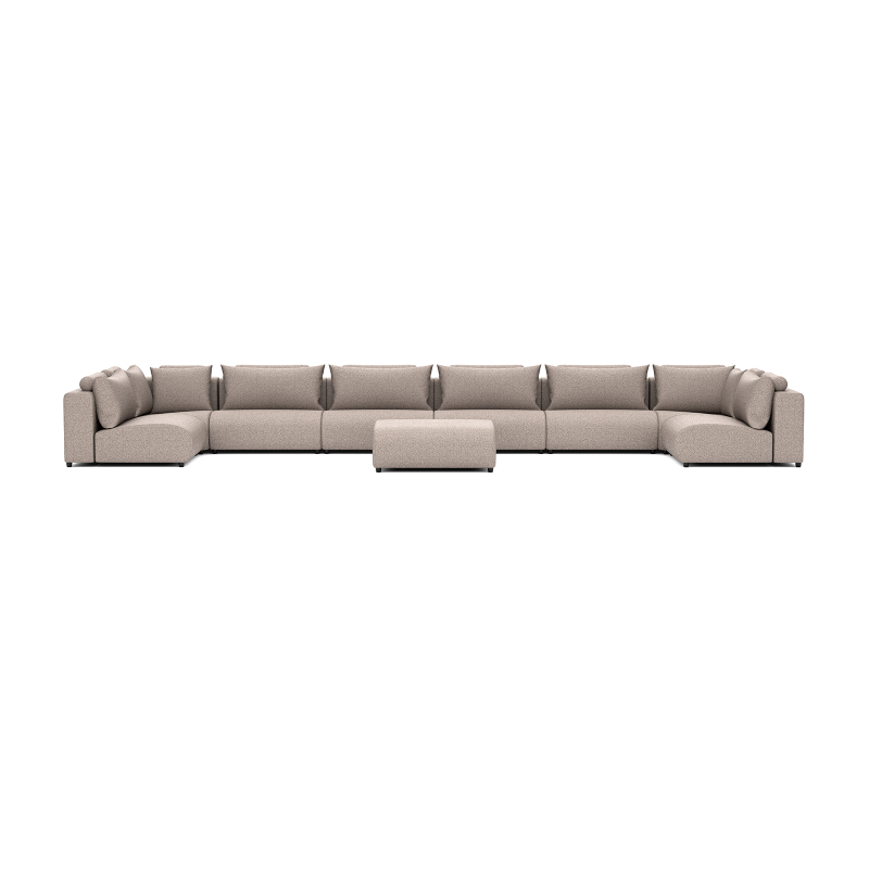 Luxury loungeset u-sofa 230x680x230 + hocker Light Taupe