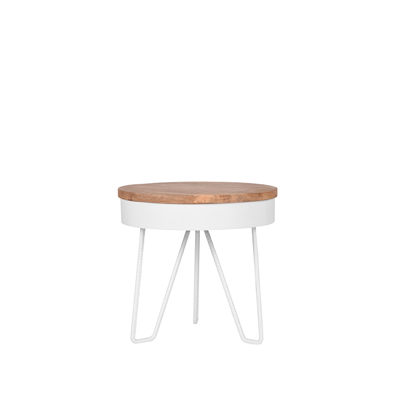 Bijzettafel Saran - Wit - Mangohout - 44 cm