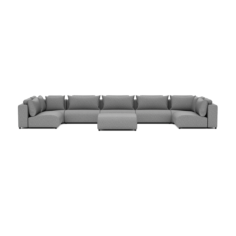 Luxury loungeset u-sofa 230x570x230 + hocker steel