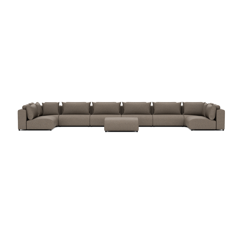 Luxury loungeset u-sofa 230x680x230 + hocker Charcoal
