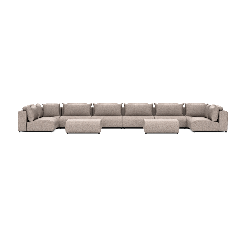 Luxury loungeset u-sofa 230x680x230 + 2 hockers Light Taupe