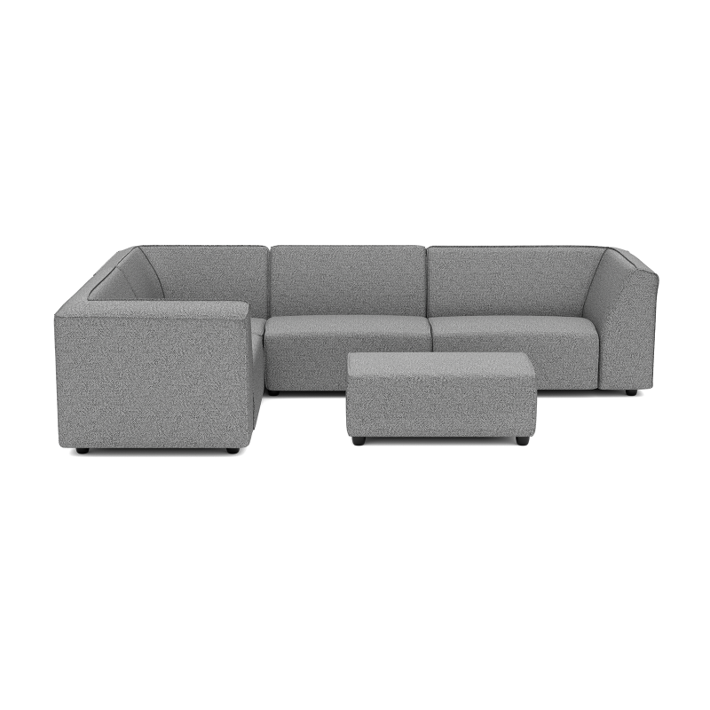 Chill loungeset 6-zits hoek + hocker small (links) Steel