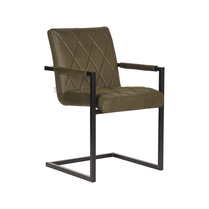 Eetkamerstoel Denmark - Army green - Microfiber - Black Frame