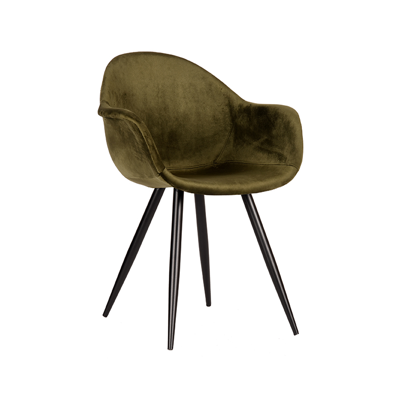 Eetkamerstoel Forli - Army green - Fluweel - Black Frame