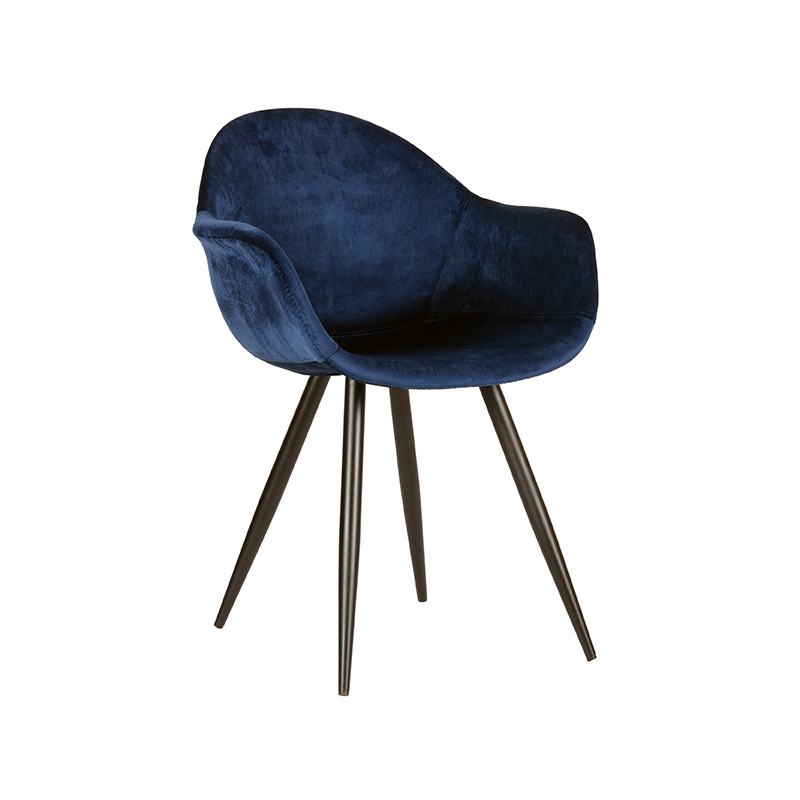 Eetkamerstoel Forli - Blauw - Fluweel - Black Frame
