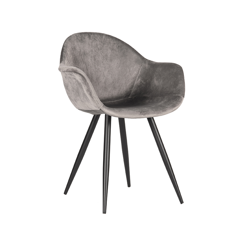 Eetkamerstoel Forli - Grijs - Fluweel - Black Frame