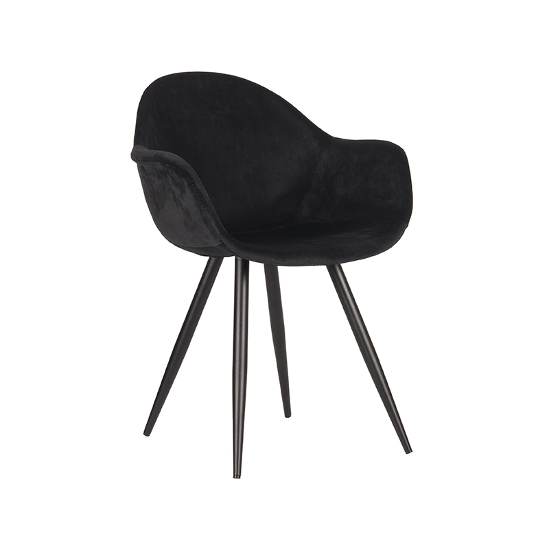 Eetkamerstoel Forli - Zwart - Fluweel - Black Frame