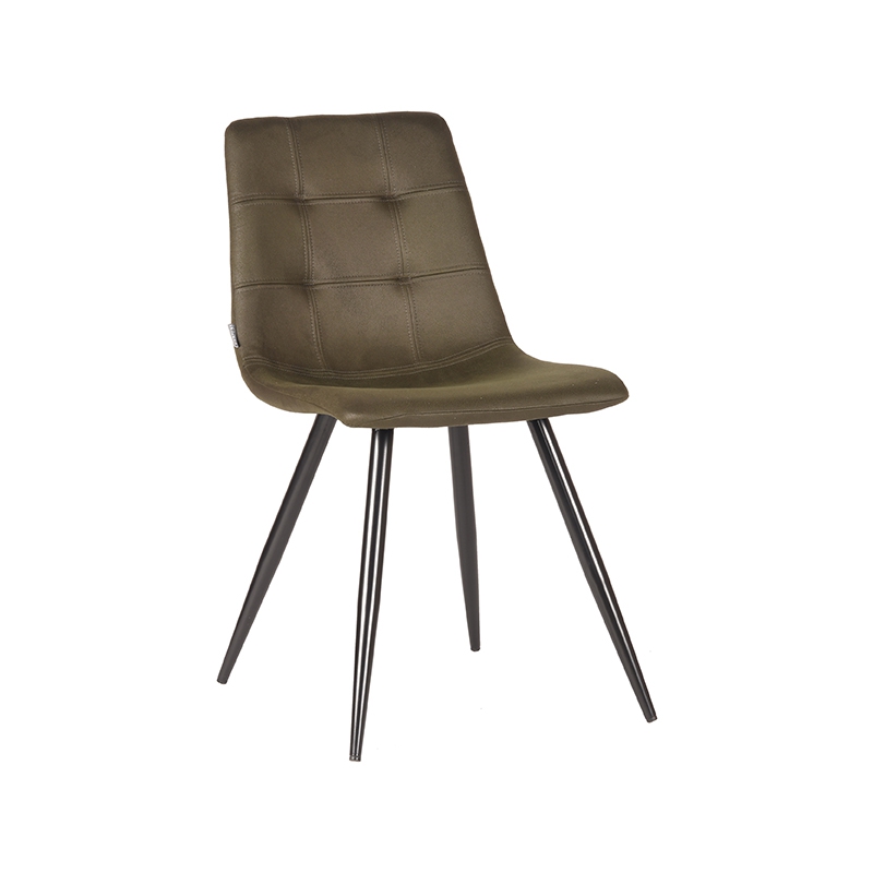 Eetkamerstoel Jay - Army green - Microfiber - Black Frame