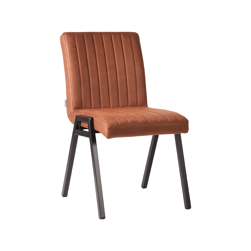 Eetkamerstoel Matz - Cognac - Microfiber - Black Frame