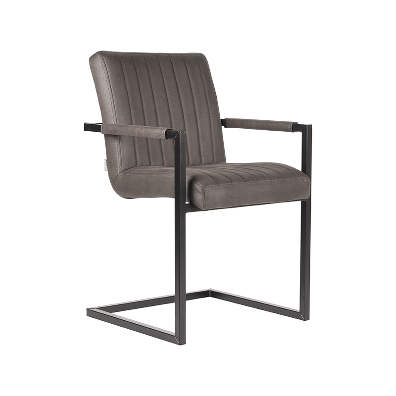 Eetkamerstoel Milo - Antraciet - Microfiber - Black Frame