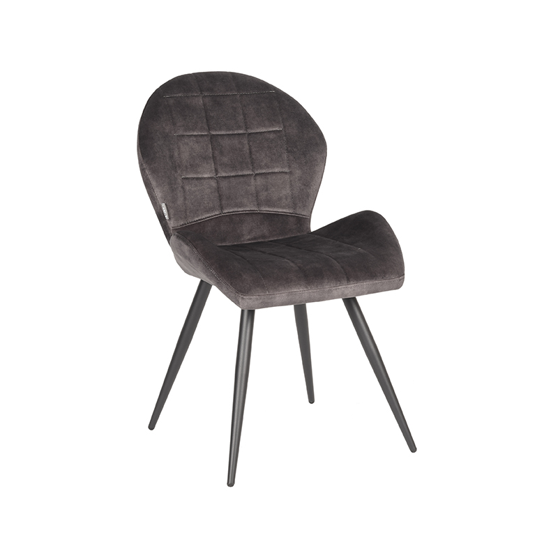 Eetkamerstoel Sil - Antraciet - Velours - Black Frame