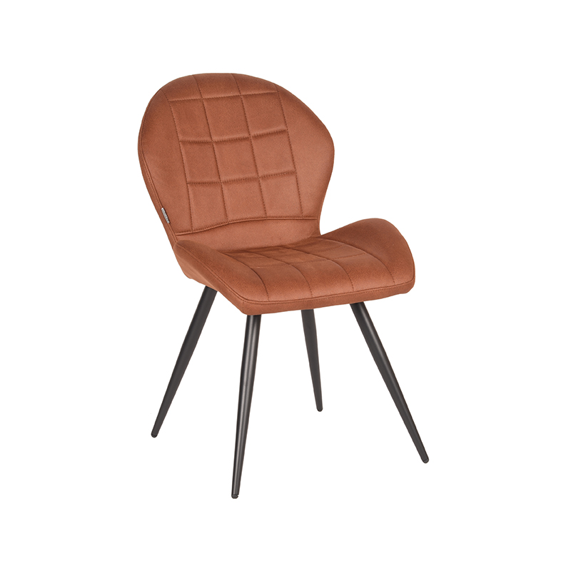 Eetkamerstoel Sil - Cognac - Microfiber - Black Frame