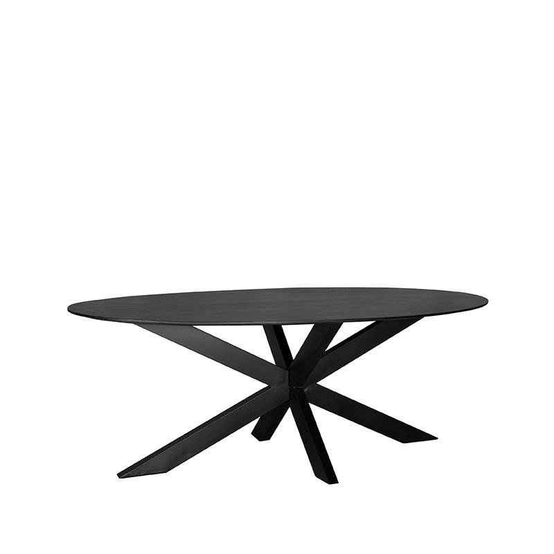 Eetkamertafel Zion - Zwart - Mangohout - 240 cm - Ovaal