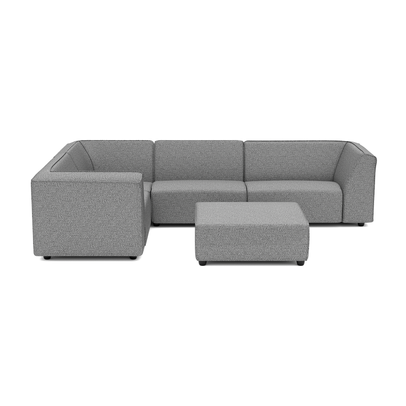 Chill loungeset 6-zits hoek + hocker (links) Steel
