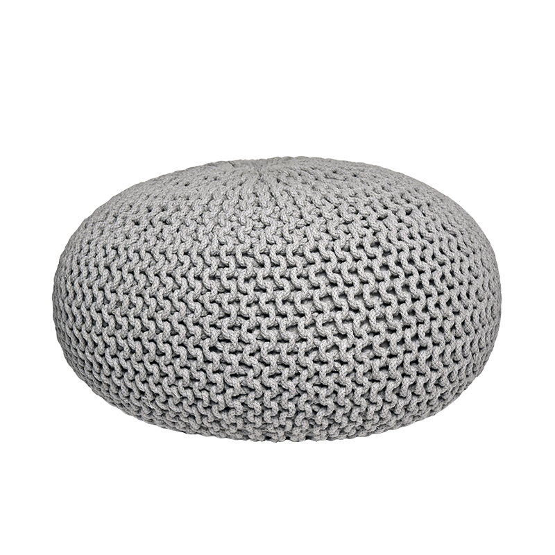 Poef Knitted - Lichtgrijs - Katoen - L
