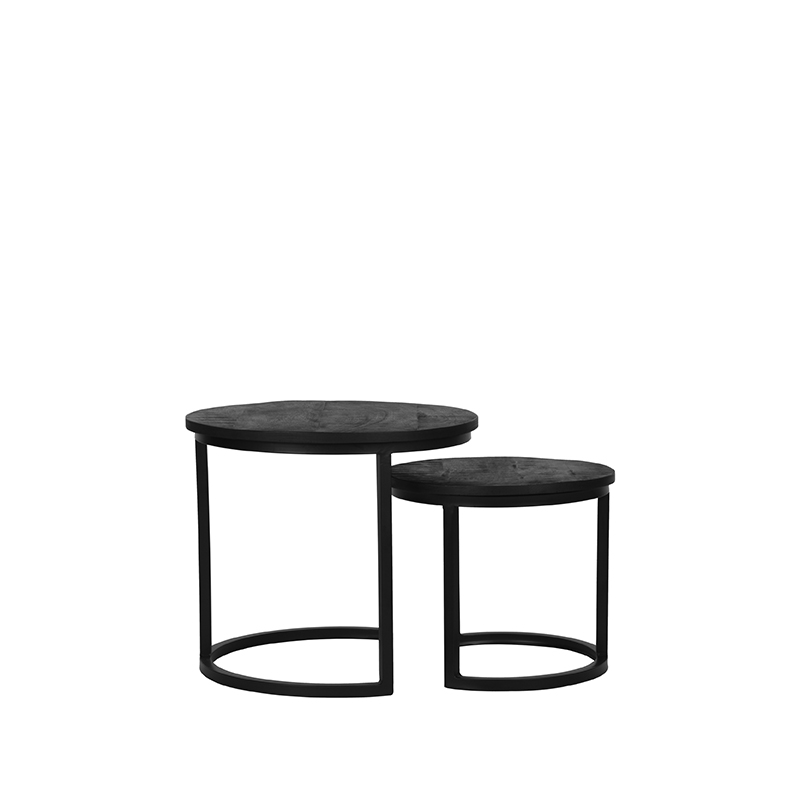 Salontafel Duo - Zwart - Mangohout - 50 cm
